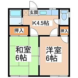 富里ハイツ 2Kの間取図画像