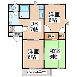 フレグランスモアファイブB 3DKの間取図画像