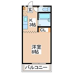 ハイツナカザワ 1Kの間取図画像