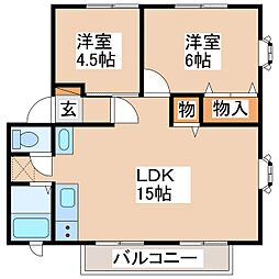 コーポクレール 2LDKの間取図画像