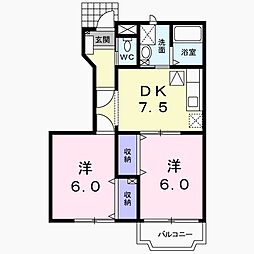 コータ・コートA 2DKの間取図画像