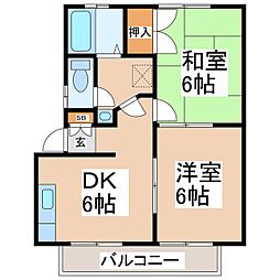 マキハイツ2号棟 2DKの間取図画像