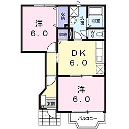 サンセール浜浦B 2DKの間取図画像