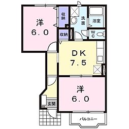 フラワーヒルB 2DKの間取図画像
