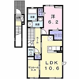 プラシード 1LDKの間取図画像