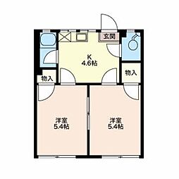 フォーブル二木 2DKの間取図画像