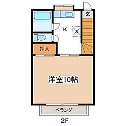 コーポ永友D 1DKの間取図画像