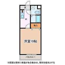 ポプリハイツ 1Kの間取図画像