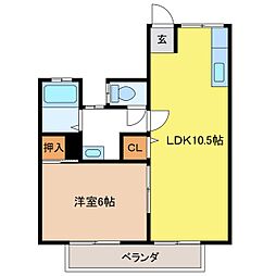Y・Mコーポ 1LDKの間取図画像