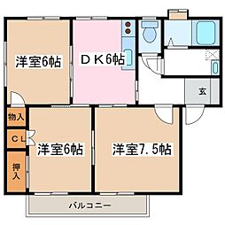 レジデンス葦 3DKの間取図画像