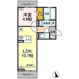 GRAND D-ROOM 堅石 1LDKの間取図画像