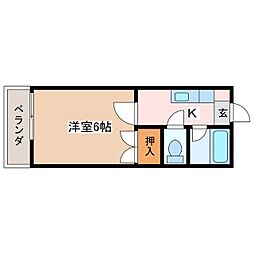 キャピタルオシダ 1Kの間取図画像