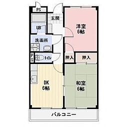 アメニティーコーポラスグリーン・ゲイブルス 2DKの間取図画像