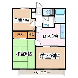 サンビレッジヒラバヤシC 3DKの間取図画像