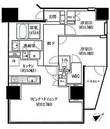グランスイート市ヶ谷 2LDKの間取図画像