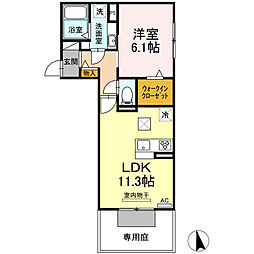 ウィステリア上針田 1階1LDKの間取り