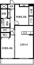 SAIA21 3階2LDKの間取り