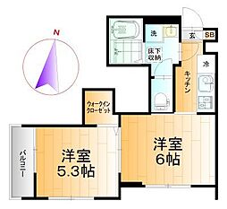 ポレール 1階2Kの間取り