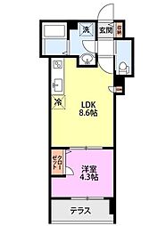 ラ・コリーヌ 藤 1LDKの間取図画像