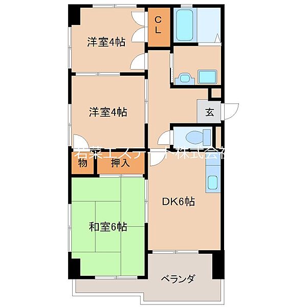 ホワイトシャトー 401｜福岡県久留米市諏訪野町(賃貸マンション3DK・4階・54.48㎡)の写真 その2