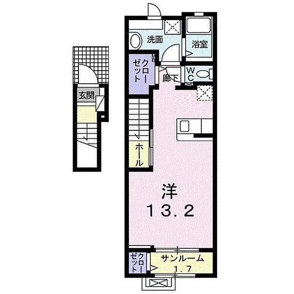 メゾン　エクレレ 202｜福岡県久留米市野中町(賃貸アパート1R・2階・40.74㎡)の写真 その2