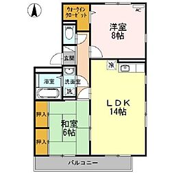 バティール西小森野A 2LDKの間取図画像