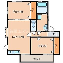 ハミングハイツ 2LDKの間取図画像
