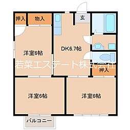 リバーサイド東合川 3DKの間取図画像