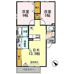 グラン・エスアール2 2LDKの間取図画像