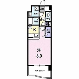 フォーウィルズコート 1Kの間取図画像