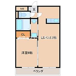 プリマヴェーラ諏訪野 1LDKの間取図画像