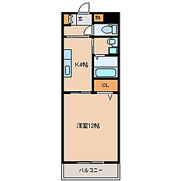 メゾンド梨花2 1Kの間取図画像