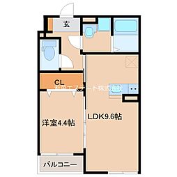 Y'スクエア梅満町 1LDKの間取図画像