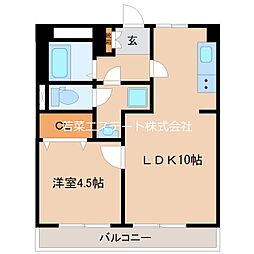 第16上野ビル 1LDKの間取図画像