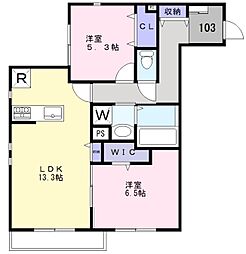 ブランエアドア2 2LDKの間取図画像