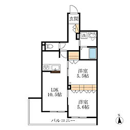 レイグリーン・K 2LDKの間取図画像