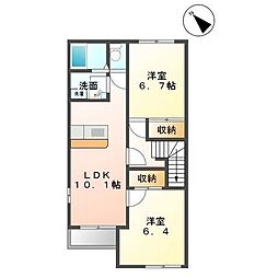 エスポアール2 2LDKの間取図画像