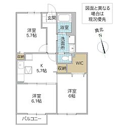 エルウッド A 1階3Kの間取り