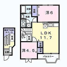サンリッジA 2LDKの間取図画像