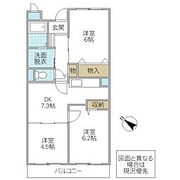 ニューポート磯原 3DKの間取図画像
