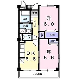 メゾン・ド・フローレ 2DKの間取図画像