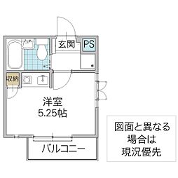 モンパレス日立第一1 ワンルームの間取図画像