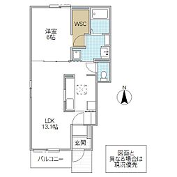 オークヴィレッジ3 1LDKの間取図画像