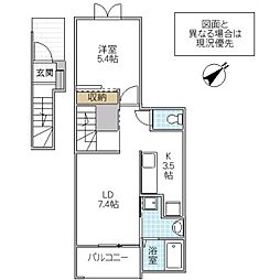 プレッソ 1LDKの間取図画像