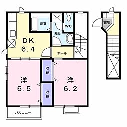 トゥッティ・ジャルディーノ2 2DKの間取図画像