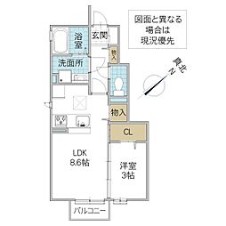 ソフィアA 1LDKの間取図画像