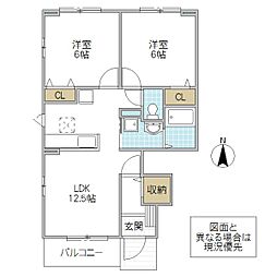 ラルーチェ.S2 2LDKの間取図画像