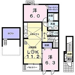グレイスフォーリスト2 2LDKの間取図画像