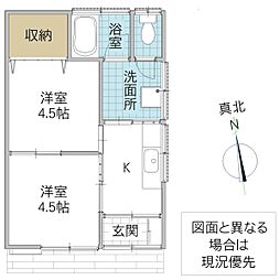 シノハラアパート 2Kの間取図画像