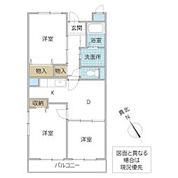 ニューポート磯原 3DKの間取図画像